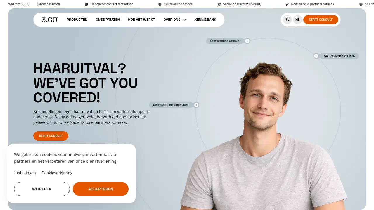 Screenshot of the 3co.nl website