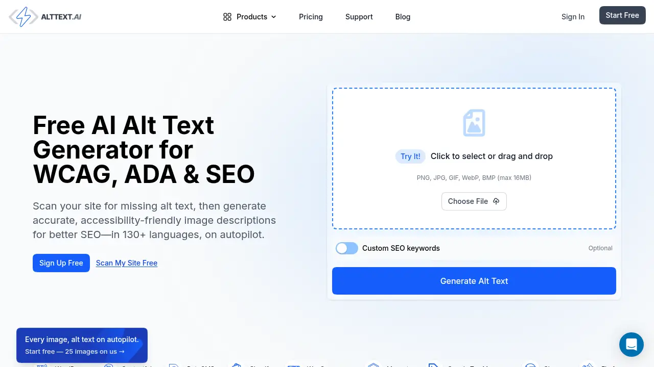 Screenshot of the alttext.ai website