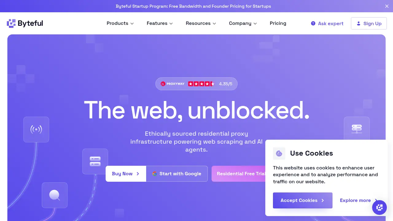Screenshot of the byteful.com website