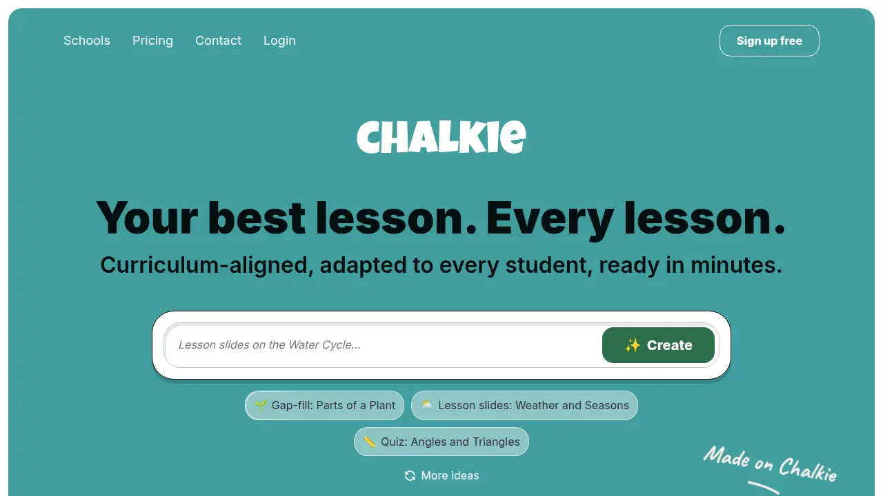 Screenshot of the chalkie.ai website