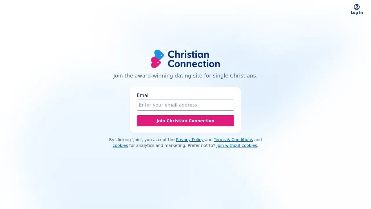 Screenshot of the christianconnection.com website