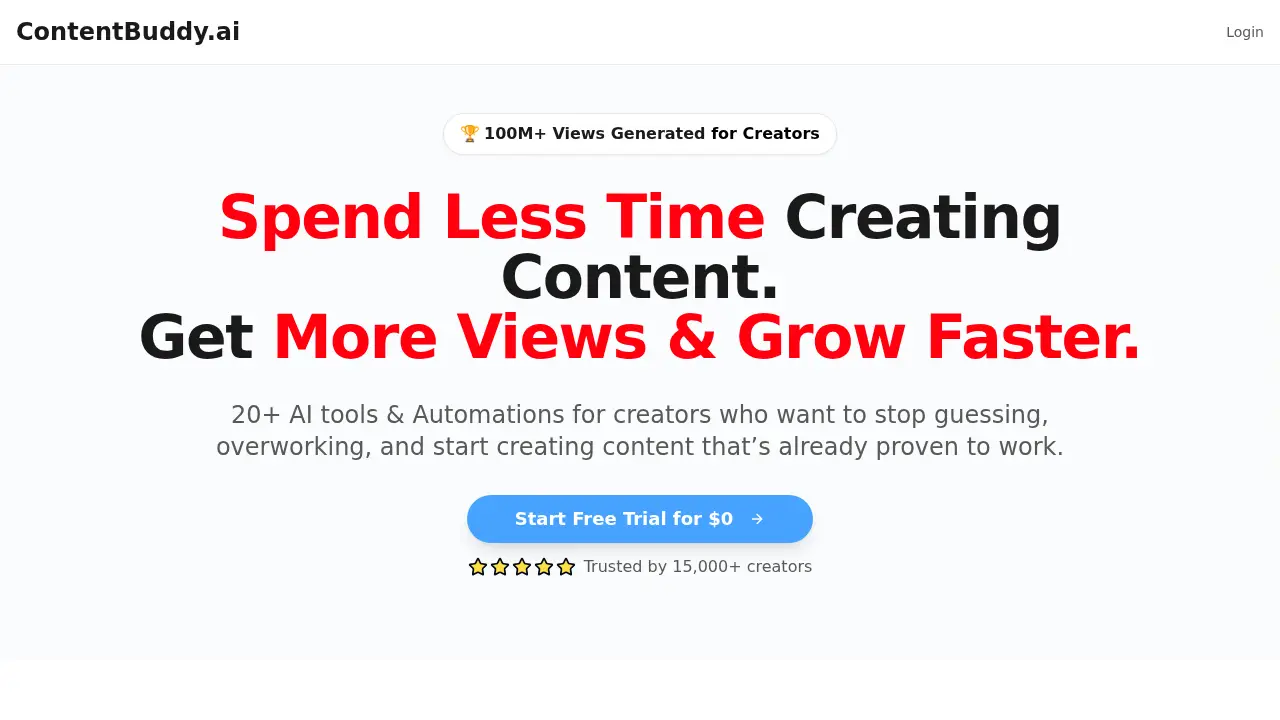 Captura de pantalla del sitio web contentbuddy.ai