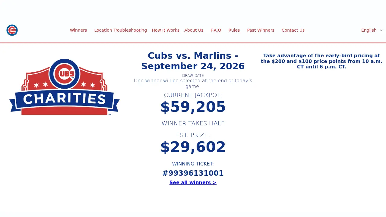 Screenshot of the cubs5050.com website