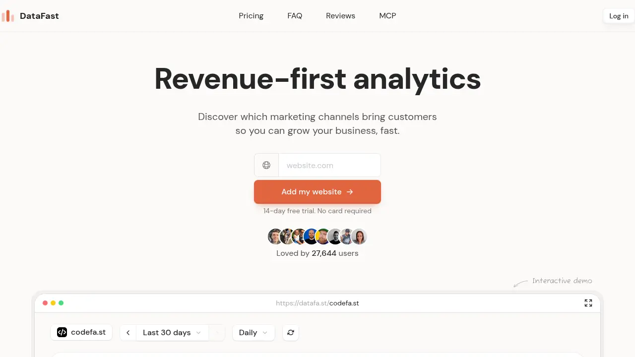 Screenshot of the datafa.st website