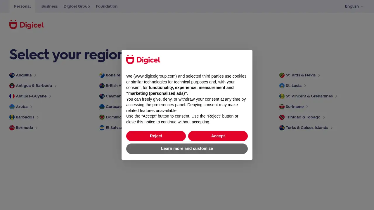 digicelgroup.com 网站截图