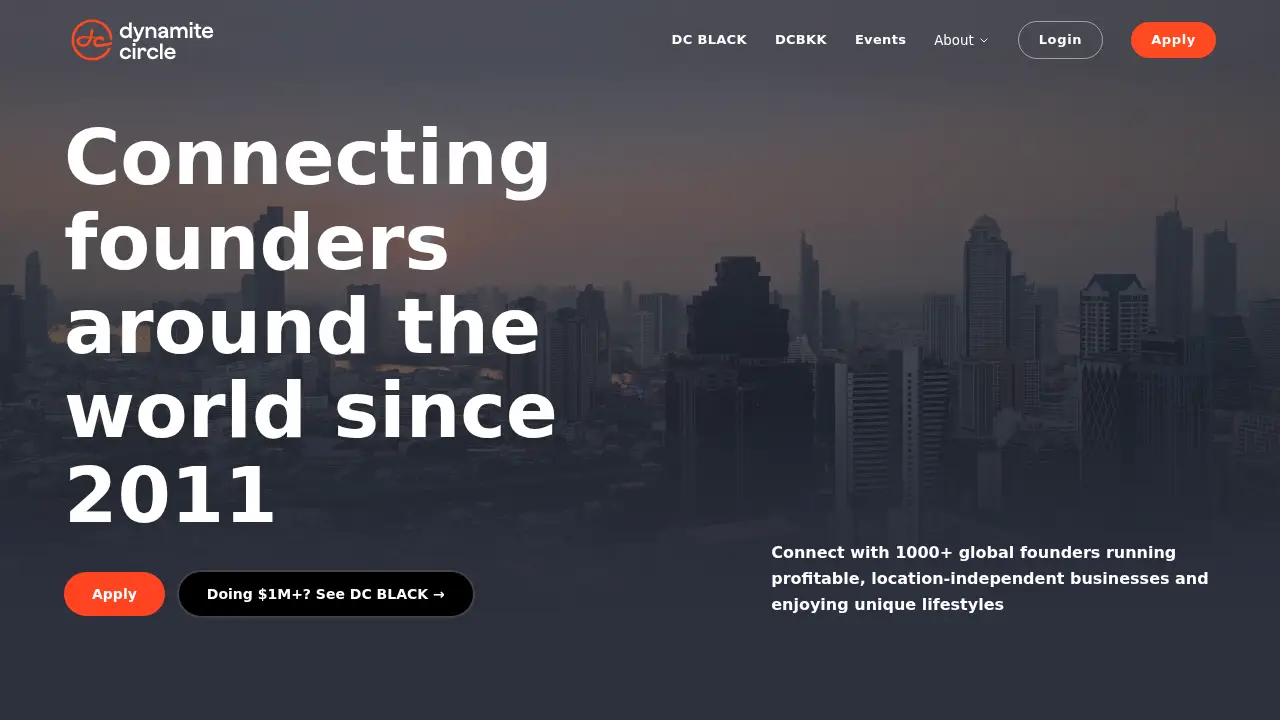 Screenshot of the dynamitecircle.com website