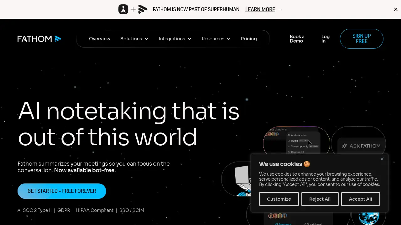 Screenshot of the fathom.video website