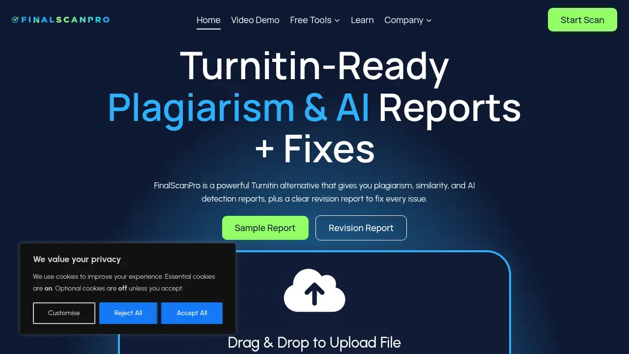Screenshot of the finalscanpro.com website
