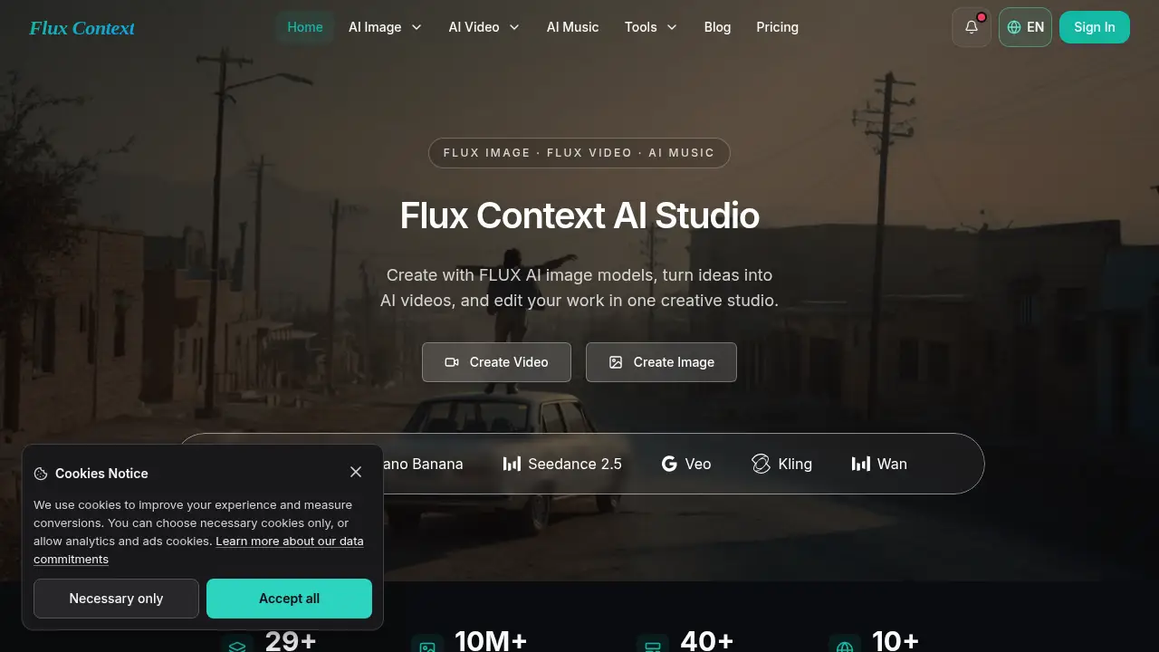 Screenshot of the flux-context.org website
