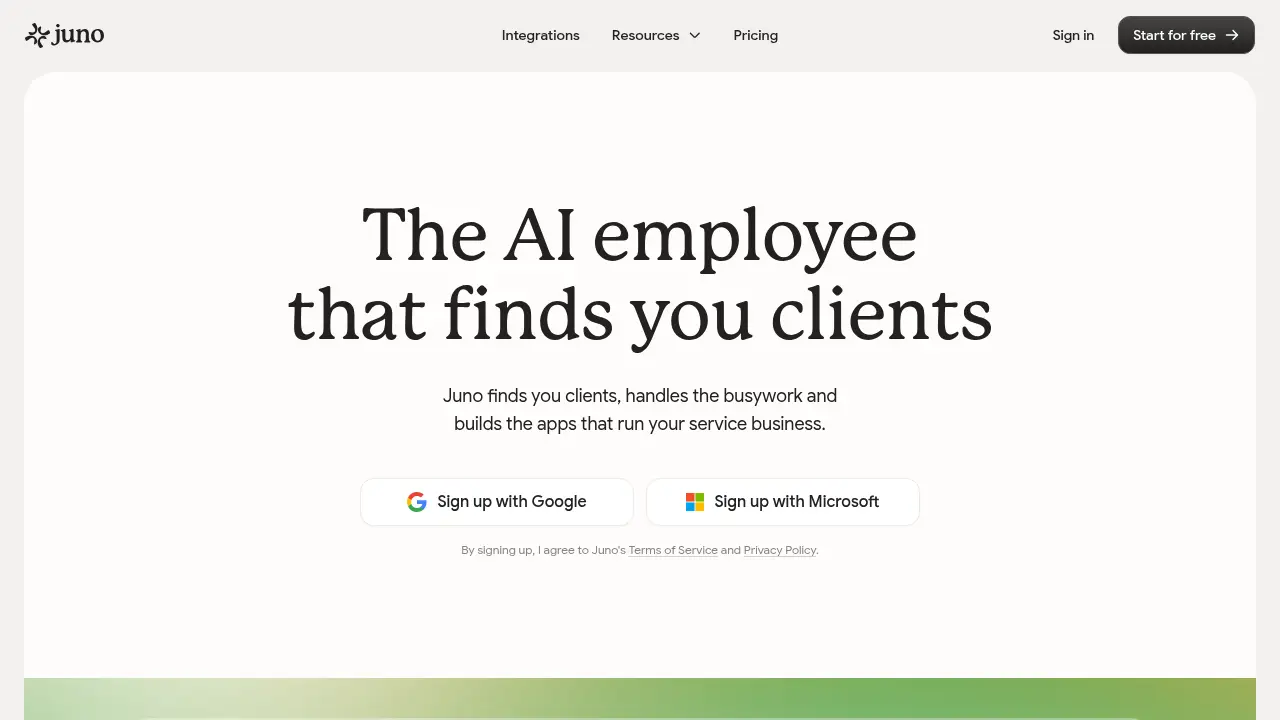 Screenshot of the getjuno.com website