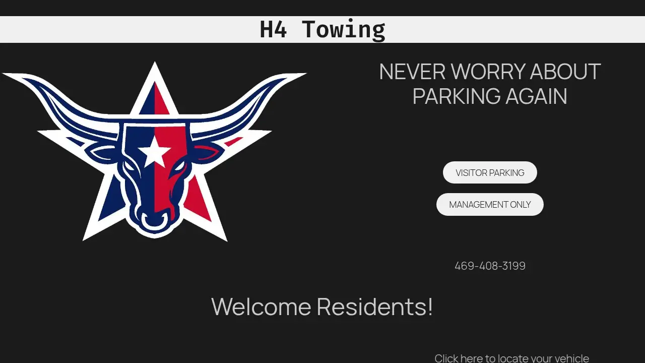 Screenshot of the h4towing.com website