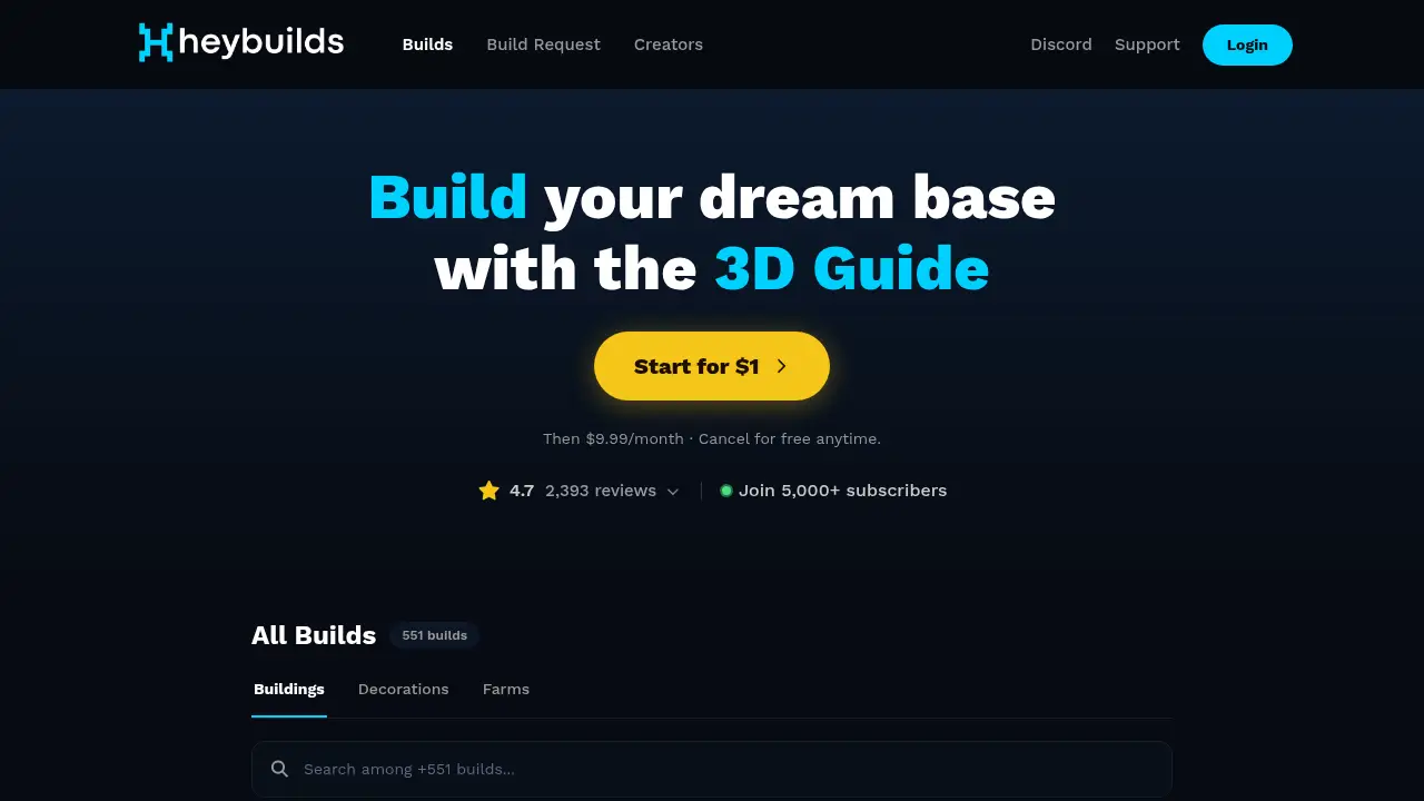 Screenshot of the heybuilds.com website