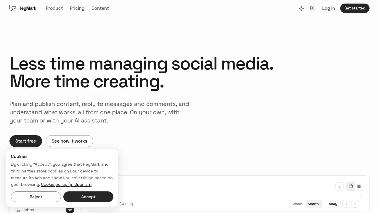 Screenshot of the heymark.ai website