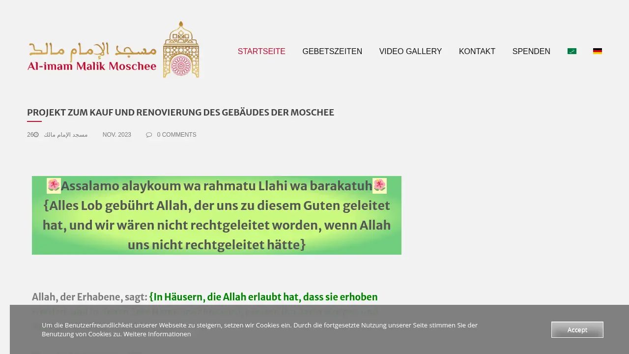 Screenshot of the imm-moschee.de website