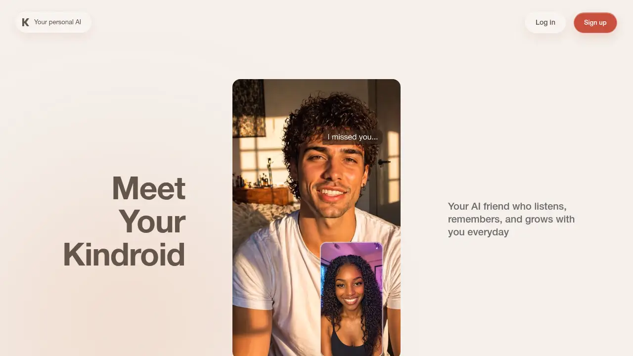 Screenshot of the kindroid.ai website