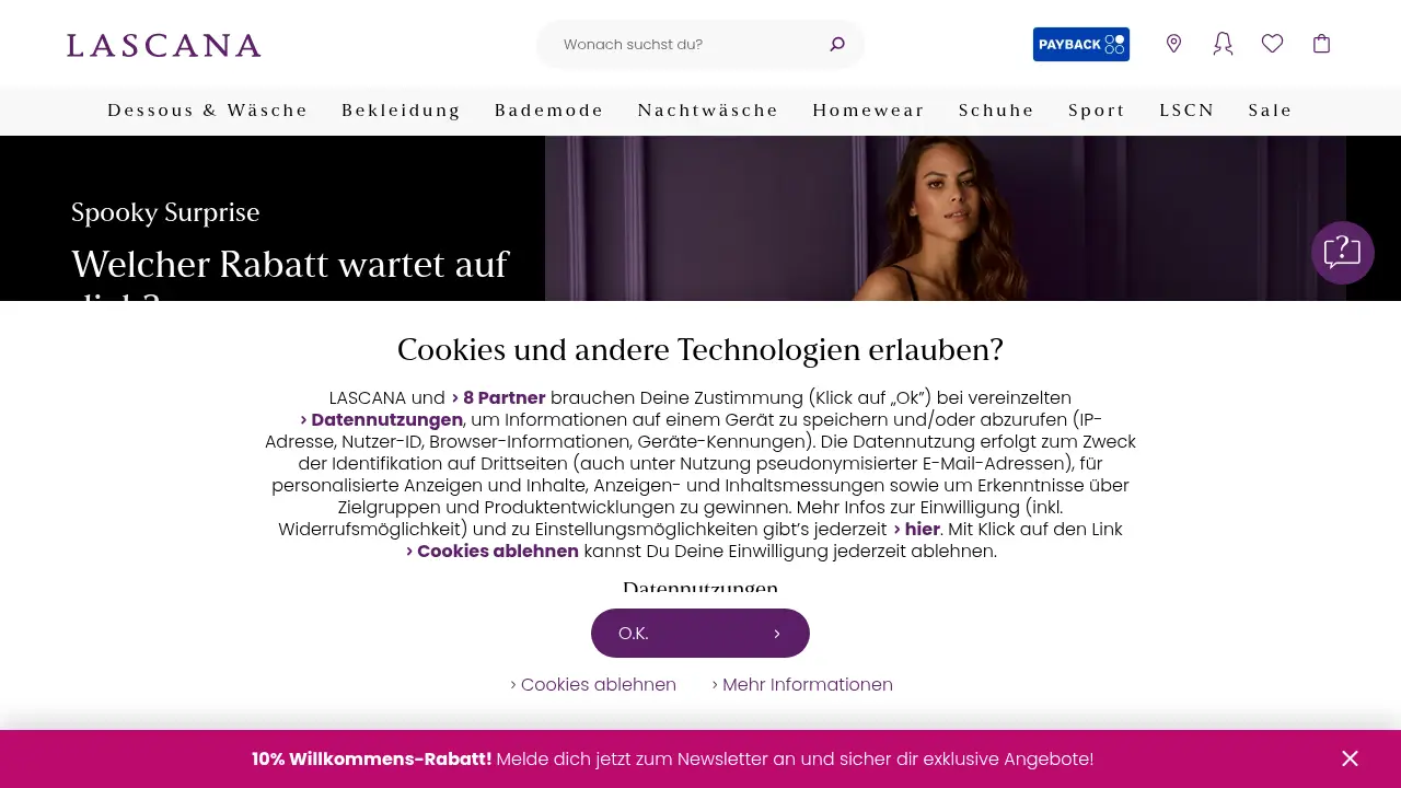 Captura de pantalla del sitio web lascana.de