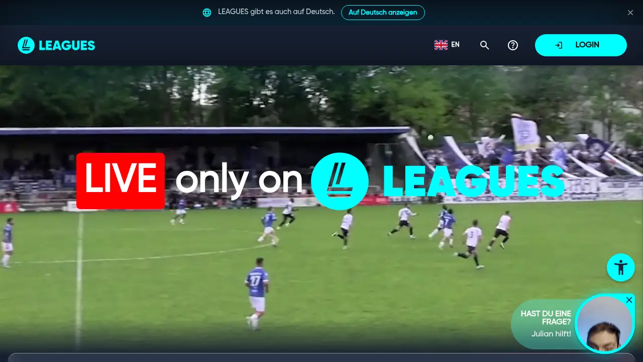 Screenshot of the leagues.football website
