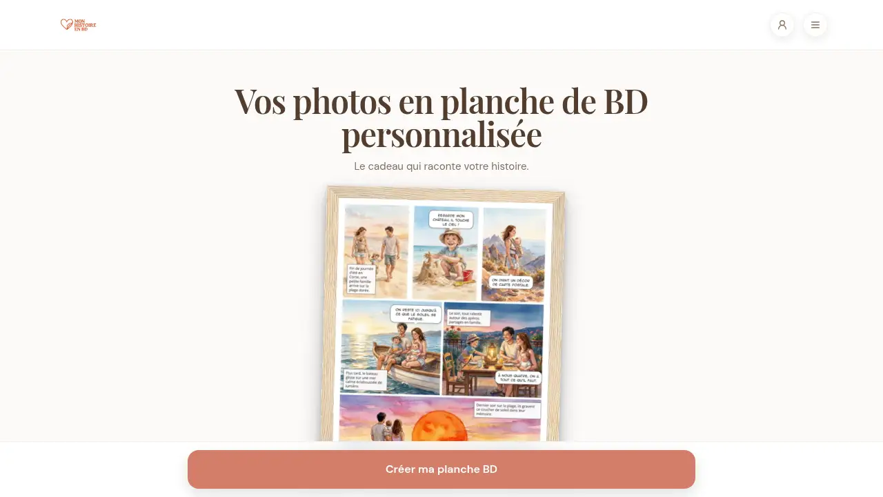 Screenshot of the monhistoireenbd.fr website