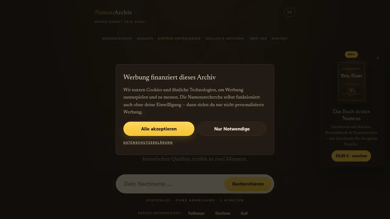 namensarchiv.com 网站截图