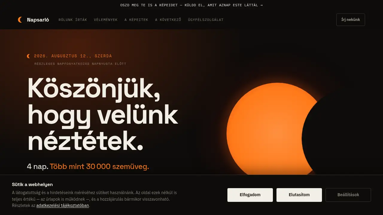 Screenshot of the napfogyatkozasszemuveg.shop website