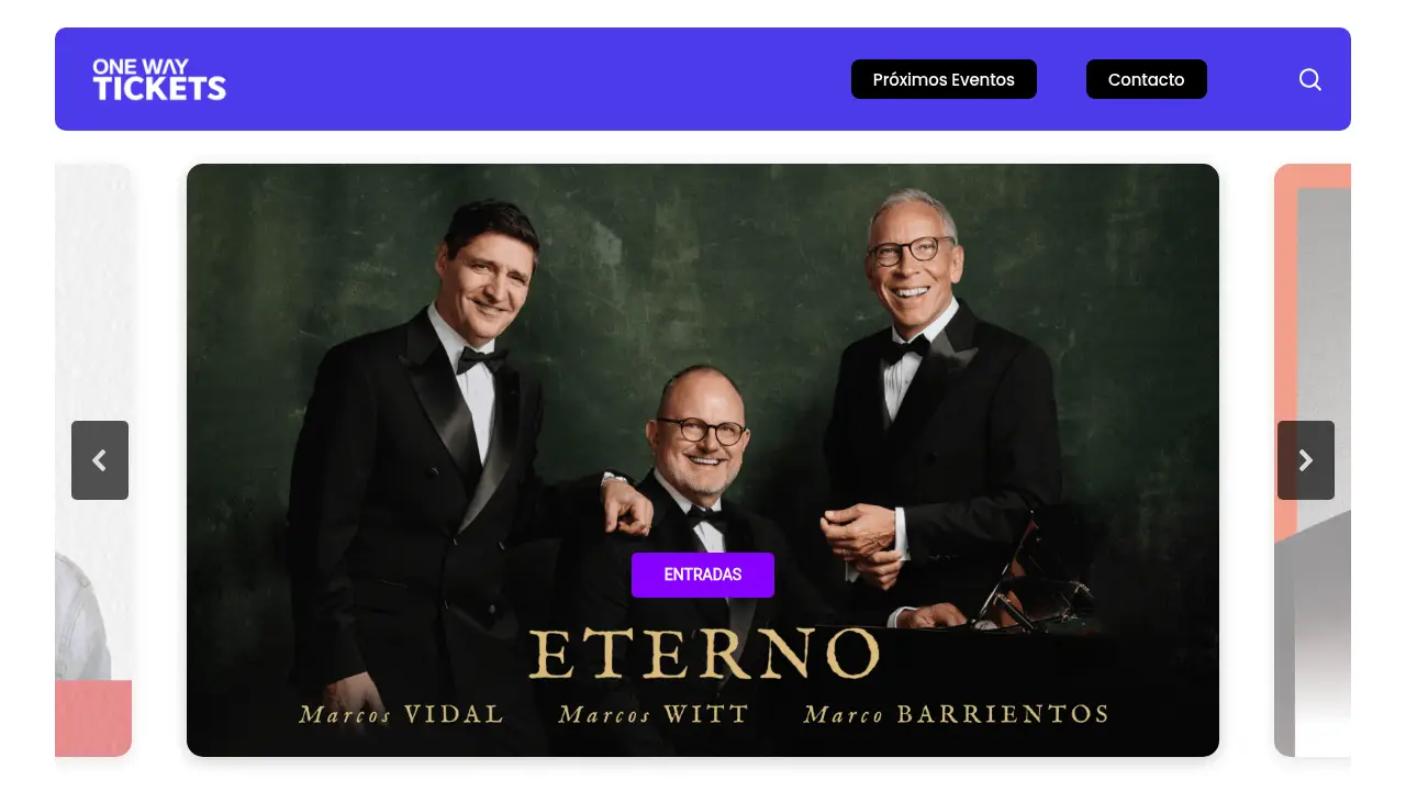 Screenshot of the oneway.tickets website