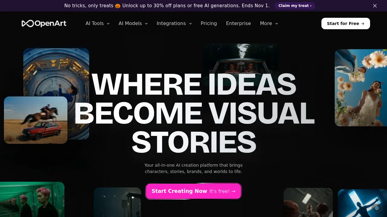 Screenshot of the openart.ai website