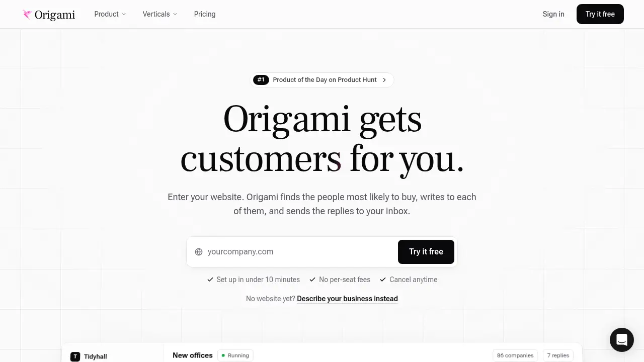 Screenshot of the origami.chat website
