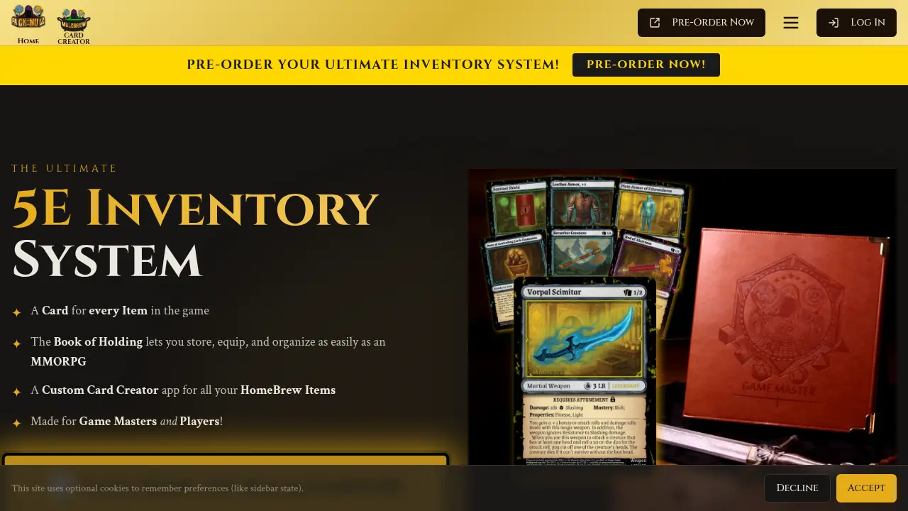 Screenshot of the packmulegaming.com website