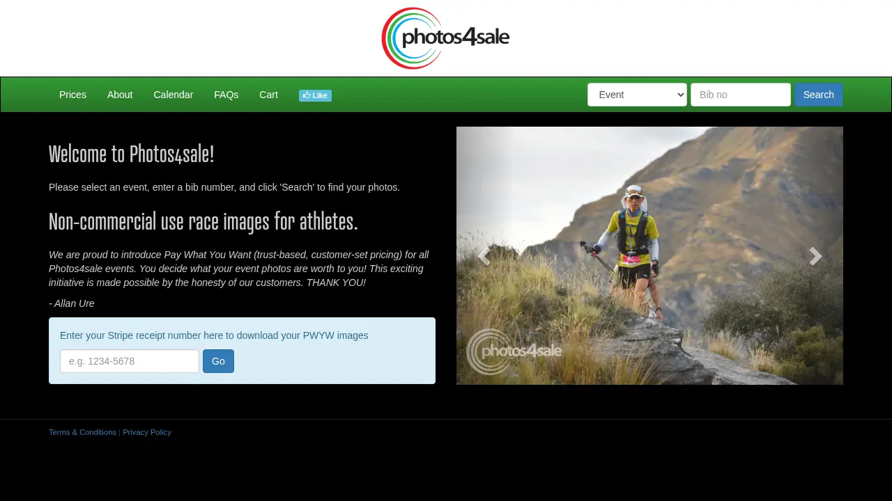 Screenshot of the photos4.sale website