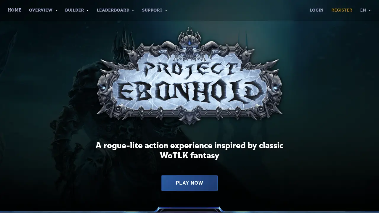 Screenshot of the project-ebonhold.com website