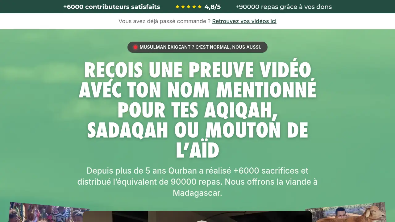 Screenshot of the qurban.fr website