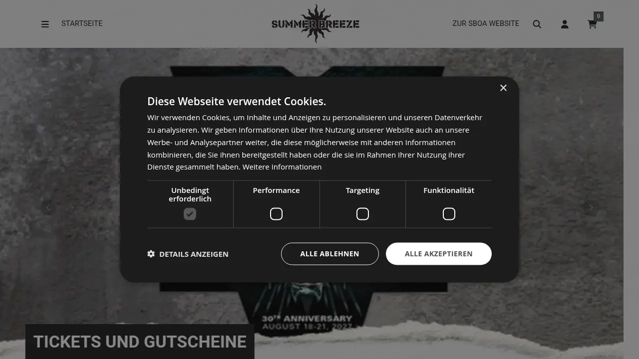 Screenshot of the sbtix.de website