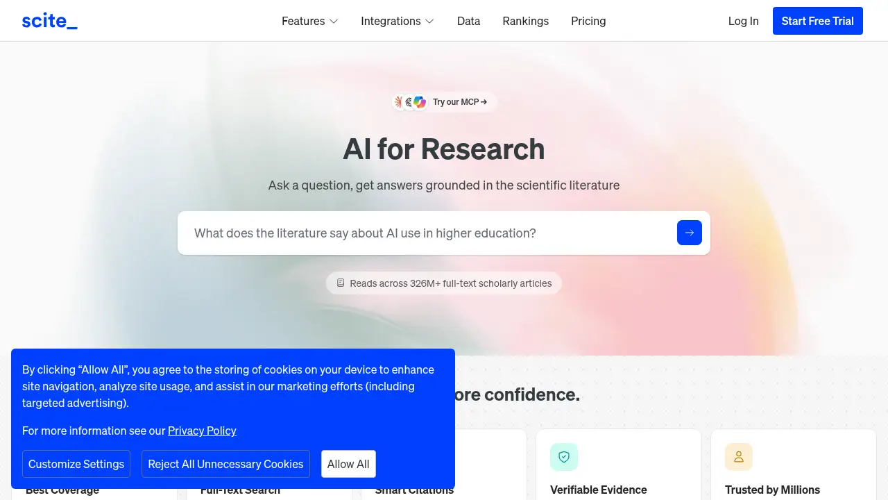 Captura de pantalla del sitio web scite.ai