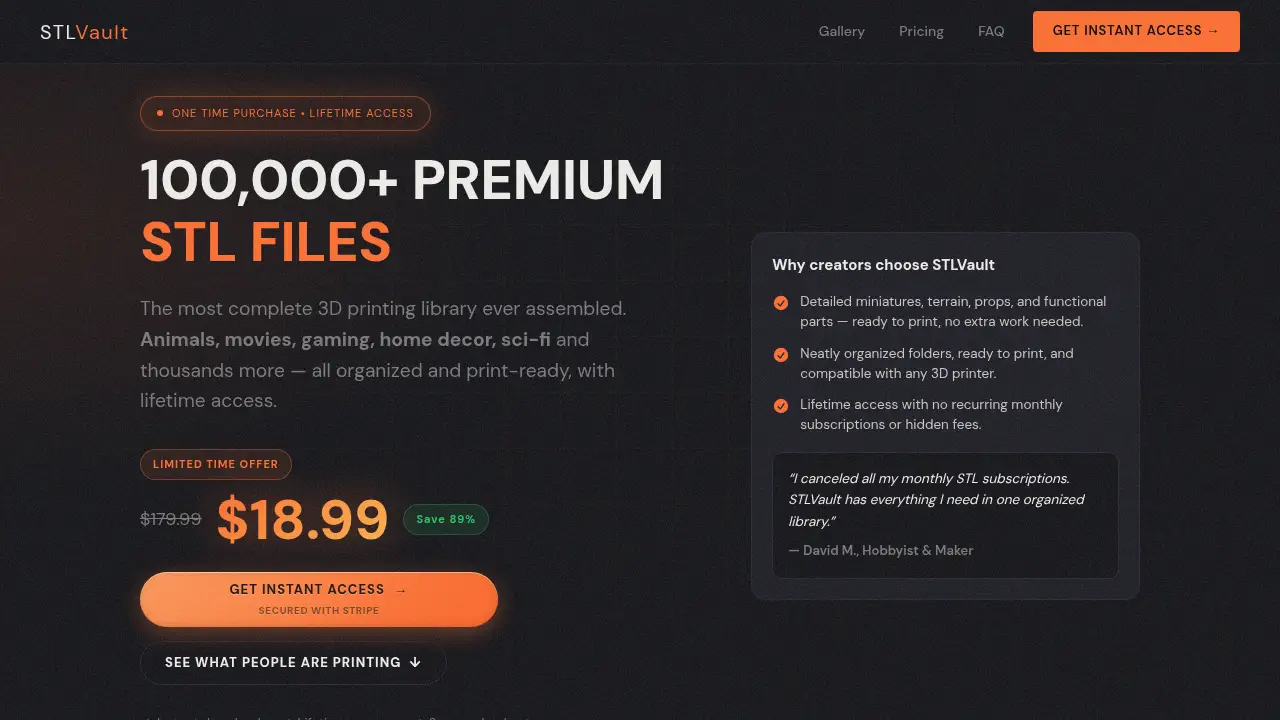 Screenshot of the stlvault.shop website