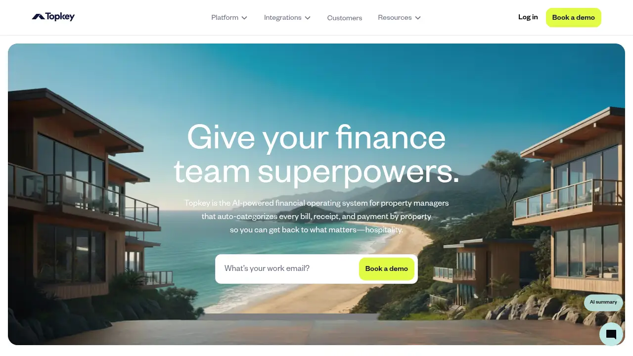 Screenshot of the topkey.io website