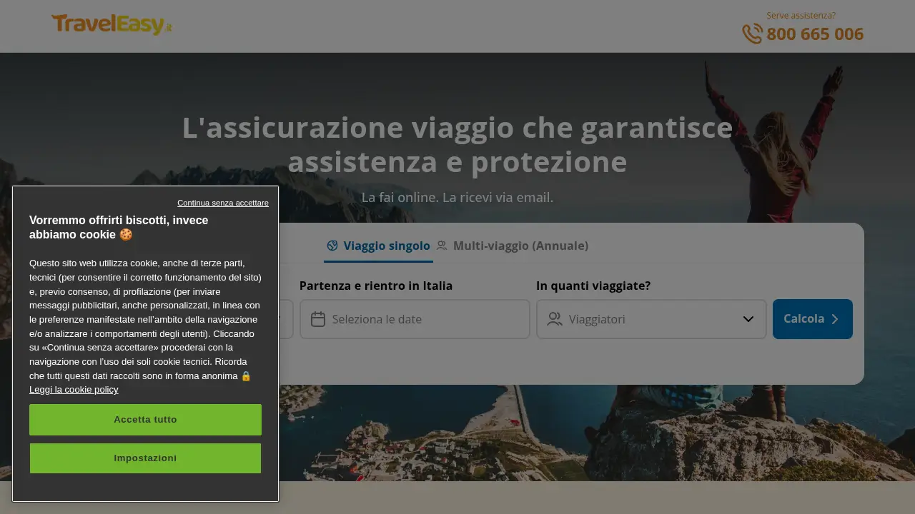 Screenshot of the traveleasy.it website