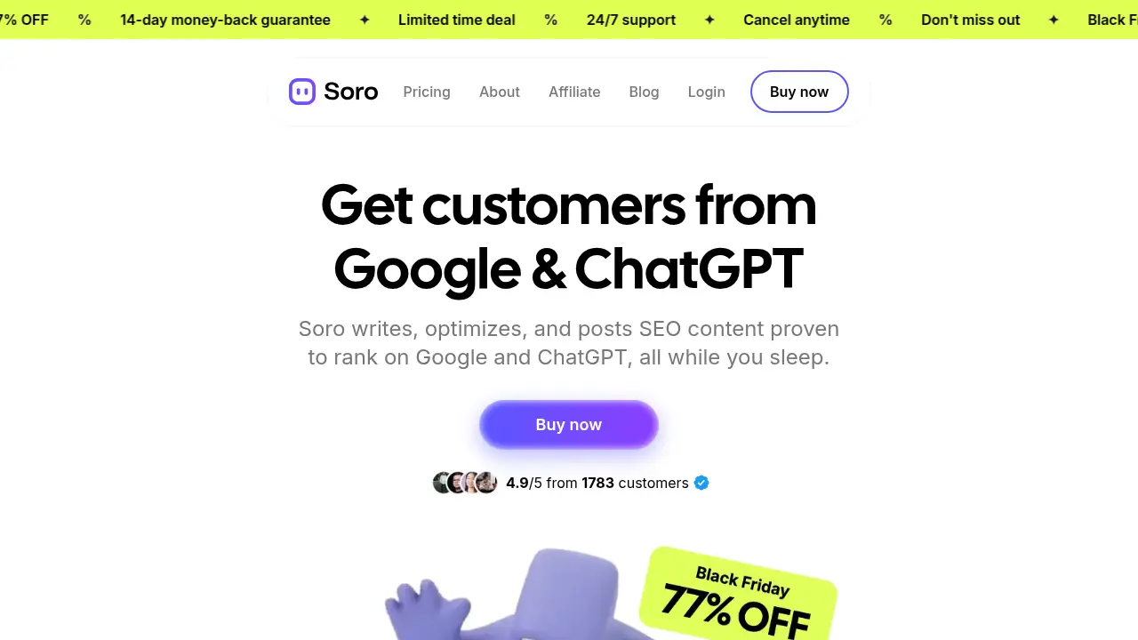 Screenshot of the trysoro.com website