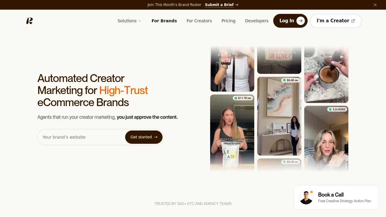 Screenshot of the ugcroster.com website