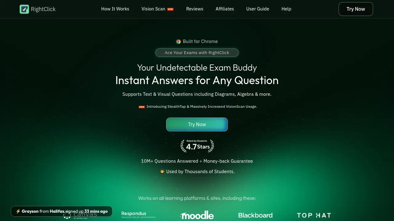 Screenshot of the userightclick.app website
