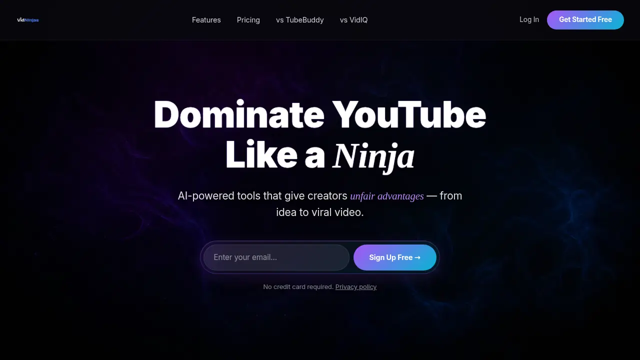 Screenshot of the vidninjas.com website