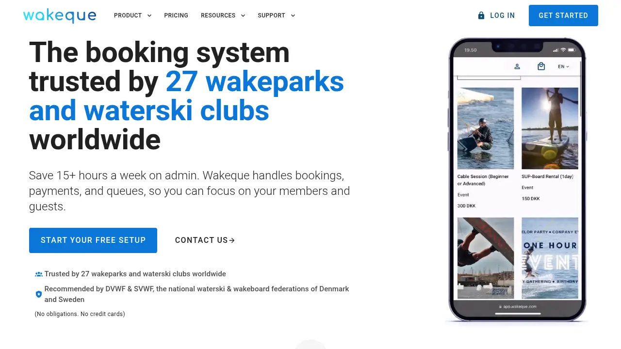 Screenshot of the wakeque.com website
