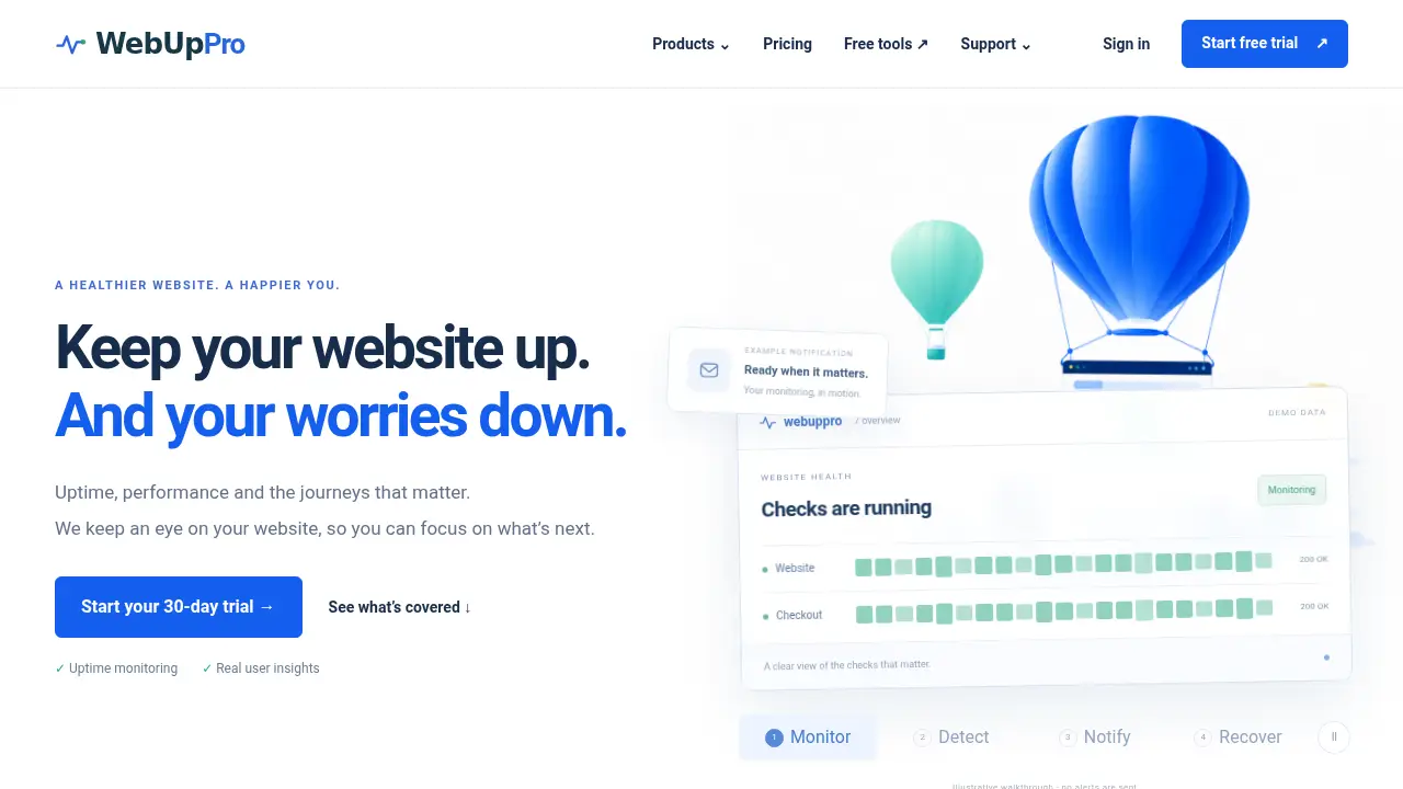 Screenshot of the webuppro.com website