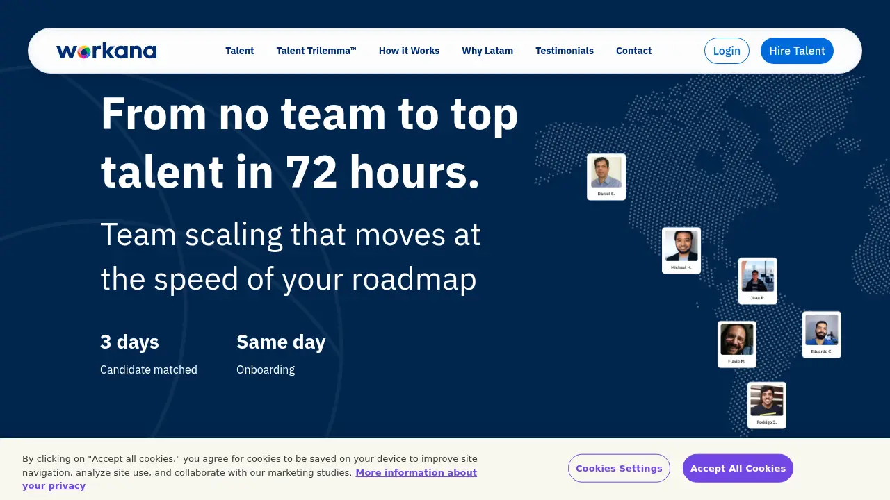 Screenshot of the workana.com website